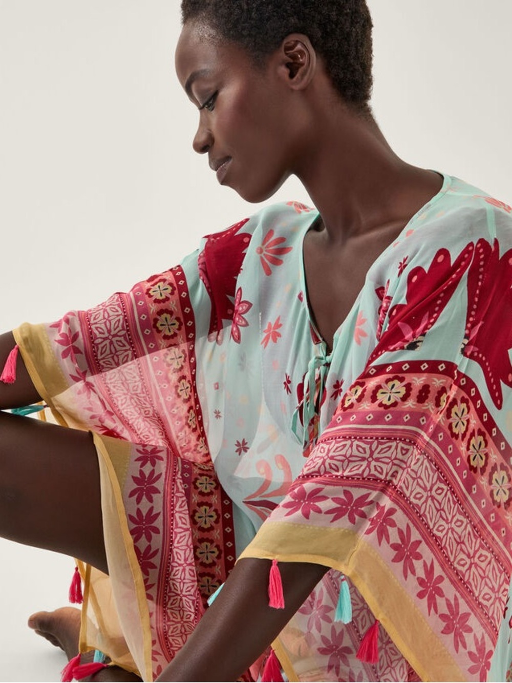 MONSOON LONDON ABBIE FLORAL MINI KAFTAN - BNWT - ONE SIZE